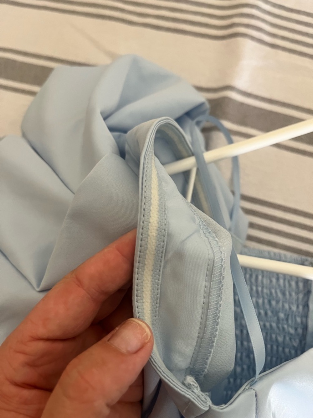 Powder Blue Ruched Puff-Sleeve Mini Dress Petal & Pup - Picture 6 of 8